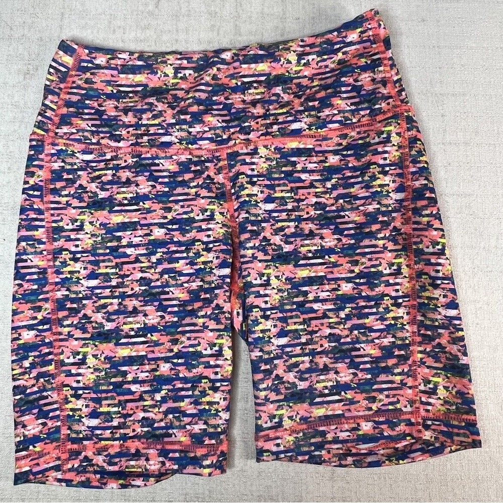 Zelos Women Neon Pink Blue Colorful Bike Running Activewear Shorts Small